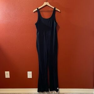 The Giving‎ Movement Women’s Pitch Black Flared Fitted Organic Cotton Jumpsuit